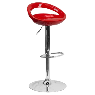 Flash Furniture Contemporary Plastic Adjustable Height Barstool With Rounded Cutout Back And Chrome Base 15 Flash Furniture Contemporary Plastic Adjustable Height Barstool With Rounded Cutout Back And Chrome Base - Image 15