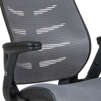 Flash Furniture High Back Mesh Spine-Back Ergonomic Drafting Chair With Adjustable Foot Ring And Adjustable Flip-Up Arms 6 Flash Furniture High Back Mesh Spine-Back Ergonomic Drafting Chair With Adjustable Foot Ring And Adjustable Flip-Up Arms - Image 6