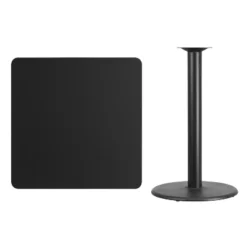Flash Furniture 36'' Square Black Laminate Table Top With 24'' Round Bar Height Table Base