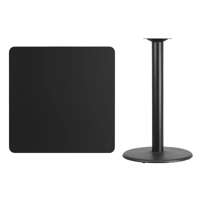 Flash Furniture 36'' Square Black Laminate Table Top With 24'' Round Bar Height Table Base 1 Flash Furniture 36'' Square Black Laminate Table Top With 24'' Round Bar Height Table Base
