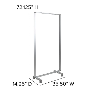 Flash Furniture Transparent Acrylic Mobile Partition With Lockable Casters, 72"H X 36"L 3 Flash Furniture Transparent Acrylic Mobile Partition With Lockable Casters, 72"H X 36"L - Image 3
