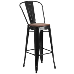 Flash Furniture 30" High Metal Barstool With Back And Wood Seat 25 Flash Furniture 30" High Metal Barstool With Back And Wood Seat -Flash Furniture GUEST 6215b277 4759 4c1f bdc7 baea1682cc8e