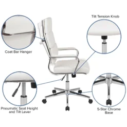 Flash Furniture Hansel High Back White LeatherSoft Contemporary Panel Executive Swivel Office Chair 15 Flash Furniture Hansel High Back White LeatherSoft Contemporary Panel Executive Swivel Office Chair -Flash Furniture GUEST 62a9b4ed 7dd5 4c23 9f1b c656a0914c4a