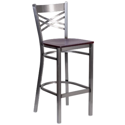 Flash Furniture Clear Coated ''X'' Back Metal Restaurant Barstool 12 Flash Furniture Clear Coated ''X'' Back Metal Restaurant Barstool - Image 12
