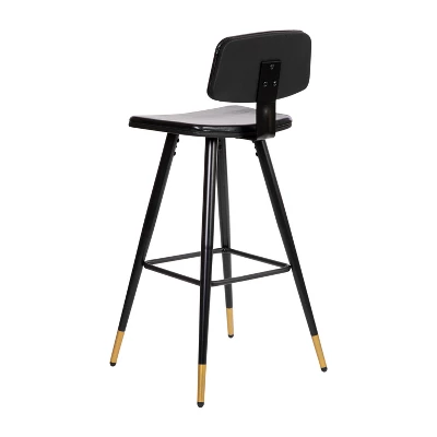 Flash Furniture Kora Commercial Grade Low Back Barstools-LeatherSoft Upholstery-Iron Frame-Integrated Footrest-Gold Tipped Legs-Set Of 2 9 Flash Furniture Kora Commercial Grade Low Back Barstools-LeatherSoft Upholstery-Iron Frame-Integrated Footrest-Gold Tipped Legs-Set Of 2 - Image 9