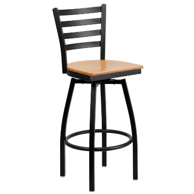 Flash Furniture Black Ladder Back Swivel Metal Barstool 10 Flash Furniture Black Ladder Back Swivel Metal Barstool - Image 10