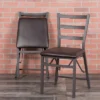 Flash Furniture 2 Pack HERCULES Series Brown Folding Ladder Back Metal Chair With Brown Vinyl Seat
