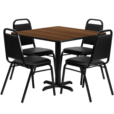 Flash Furniture 36'' Square Laminate Table Set With X-Base And 4 Trapezoidal Back Banquet Chairs 5 Flash Furniture 36'' Square Laminate Table Set With X-Base And 4 Trapezoidal Back Banquet Chairs - Image 5