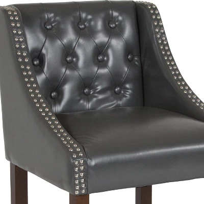 Flash Furniture Carmel Series 24" High Transitional Tufted Walnut Counter Height Stool With Accent Nail Trim 4 Flash Furniture Carmel Series 24" High Transitional Tufted Walnut Counter Height Stool With Accent Nail Trim - Image 4