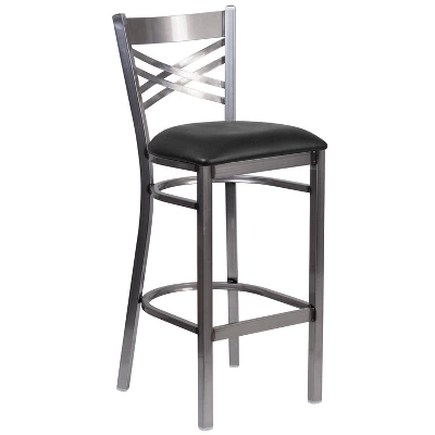 Flash Furniture Clear Coated ''X'' Back Metal Restaurant Barstool 10 Flash Furniture Clear Coated ''X'' Back Metal Restaurant Barstool - Image 10