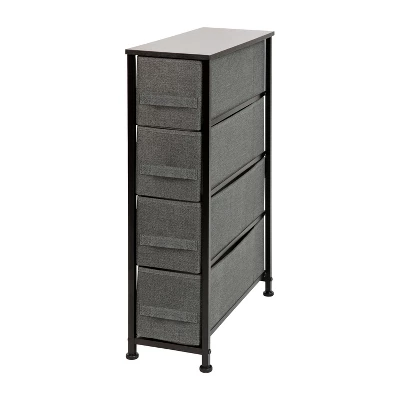 Flash Furniture 4 Drawer Slim Wood Top Cast Iron Frame Vertical Storage Dresser With Easy Pull Fabric Drawers 10 Flash Furniture 4 Drawer Slim Wood Top Cast Iron Frame Vertical Storage Dresser With Easy Pull Fabric Drawers - Image 10