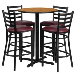 Flash Furniture 30'' Round Laminate Table Set With X-Base And 4 Ladder Back Metal Barstools 18 Flash Furniture 30'' Round Laminate Table Set With X-Base And 4 Ladder Back Metal Barstools -Flash Furniture GUEST 66b03027 8315 48df a8ec 5b7df43afdbd