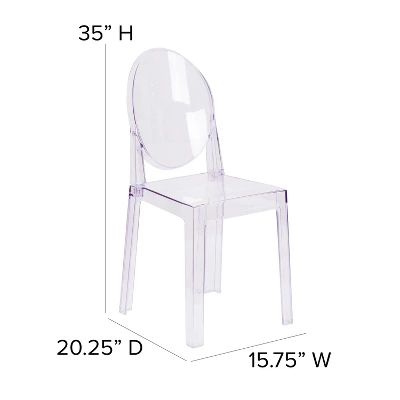 Flash Furniture Ghost Chair With Oval Back In Transparent Crystal 3 Flash Furniture Ghost Chair With Oval Back In Transparent Crystal - Image 3