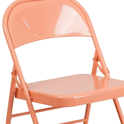 Flash Furniture 4 Pack HERCULES COLORBURST Series Triple Braced & Double Hinged Metal Folding Chair 6 Flash Furniture 4 Pack HERCULES COLORBURST Series Triple Braced & Double Hinged Metal Folding Chair - Image 6