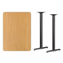 Flash Furniture 30'' X 42'' Rectangular Laminate Table Top With 5'' X 22'' Bar Height Table Bases