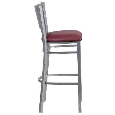 Flash Furniture Silver Slat Back Metal Restaurant Barstool 2 Flash Furniture Silver Slat Back Metal Restaurant Barstool - Image 2