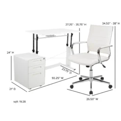 Flash Furniture Work From Home Kit - White Adjustable Computer Desk, LeatherSoft Office Chair And Inset Handle Locking Mobile Filing Cabinet 13 Flash Furniture Work From Home Kit - White Adjustable Computer Desk, LeatherSoft Office Chair And Inset Handle Locking Mobile Filing Cabinet -Flash Furniture GUEST 68d54135 c246 4095 b576 72ab85c4a559