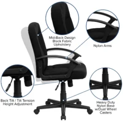 Mid-Back Black Fabric Executive Swivel Office Chair With Nylon Arms Black - Flash Furniture 8 Mid-Back Black Fabric Executive Swivel Office Chair With Nylon Arms Black - Flash Furniture -Flash Furniture GUEST 68dbd1fd 35a4 4e87 b1aa 78b7f5f0c42c
