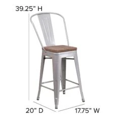 Flash Furniture 24" High Metal Counter Height Stool With Back And Wood Seat 20 Flash Furniture 24" High Metal Counter Height Stool With Back And Wood Seat -Flash Furniture GUEST 68e0118f 3fa4 4975 9db3 439ed0b04e2c