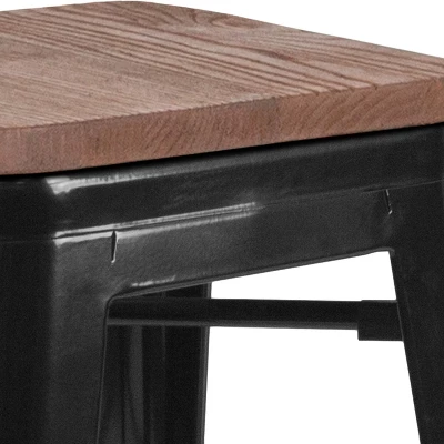 Flash Furniture 30" High Backless Metal Barstool With Square Wood Seat 6 Flash Furniture 30" High Backless Metal Barstool With Square Wood Seat - Image 6