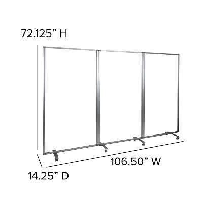 Flash Furniture Transparent Acrylic Mobile Partition With Lockable Casters (3 Sections Included) 3 Flash Furniture Transparent Acrylic Mobile Partition With Lockable Casters (3 Sections Included) - Image 3