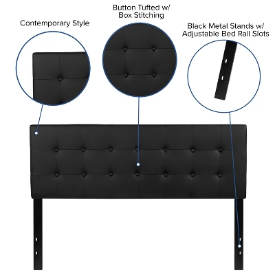 Flash Furniture Lennox Tufted Upholstered Queen Size Headboard In Black Vinyl 3 Flash Furniture Lennox Tufted Upholstered Queen Size Headboard In Black Vinyl - Image 3