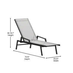 Flash Furniture Brazos Adjustable Chaise Lounge Chair With Arms, All-Weather Outdoor Five-Position Recliner -Flash Furniture GUEST 6ad800a3 318e 42c4 8906 edc21d94ef9b