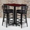 Flash Furniture 24''W X 42''L Rectangular Laminate Table Set With 4 Ladder Back Metal Barstools