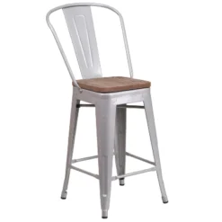 Flash Furniture 24" High Metal Counter Height Stool With Back And Wood Seat 21 Flash Furniture 24" High Metal Counter Height Stool With Back And Wood Seat -Flash Furniture GUEST 6c217e90 c527 4bf5 8a31 2611bcce94c2