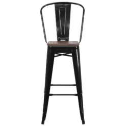 Flash Furniture 30" High Metal Barstool With Back And Wood Seat 23 Flash Furniture 30" High Metal Barstool With Back And Wood Seat -Flash Furniture GUEST 6d9dba92 0fcc 4b2f 8e41 011a909193cb