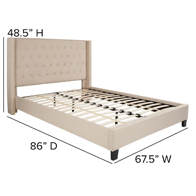 Flash Furniture Riverdale Queen Size Tufted Upholstered Platform Bed In Beige Fabric 2 Flash Furniture Riverdale Queen Size Tufted Upholstered Platform Bed In Beige Fabric - Image 2