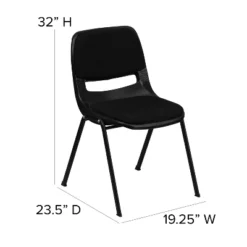 Flash Furniture HERCULES Series 880 Lb. Capacity Black Padded Ergonomic Shell Stack Chair With Black Frame -Flash Furniture GUEST 6e1e0093 1398 4602 9529 f797633602b4