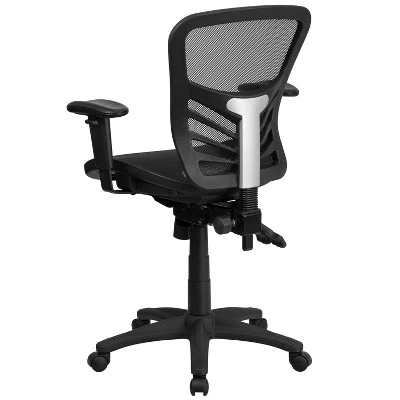 Flash Furniture Mid-Back Transparent Black Mesh Multifunction Executive Swivel Ergonomic Office Chair With Adjustable Arms 6 Flash Furniture Mid-Back Transparent Black Mesh Multifunction Executive Swivel Ergonomic Office Chair With Adjustable Arms - Image 6
