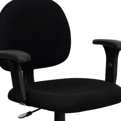 Flash Furniture Wayne Mid-Back Black Fabric Swivel Task Office Chair With Adjustable Arms 4 Flash Furniture Wayne Mid-Back Black Fabric Swivel Task Office Chair With Adjustable Arms - Image 4