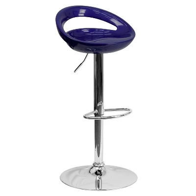 Flash Furniture Contemporary Plastic Adjustable Height Barstool With Rounded Cutout Back And Chrome Base 12 Flash Furniture Contemporary Plastic Adjustable Height Barstool With Rounded Cutout Back And Chrome Base - Image 12