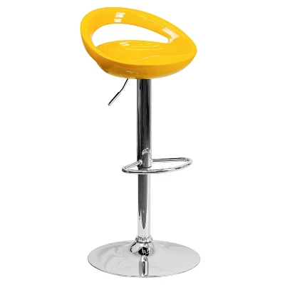 Flash Furniture Contemporary Plastic Adjustable Height Barstool With Rounded Cutout Back And Chrome Base 13 Flash Furniture Contemporary Plastic Adjustable Height Barstool With Rounded Cutout Back And Chrome Base - Image 13