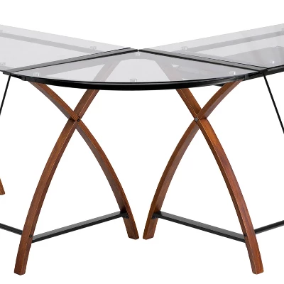 Glass L-Shape Desk With Pull-Out Keyboard Tray - Flash Furniture 4 Glass L-Shape Desk With Pull-Out Keyboard Tray - Flash Furniture - Image 4