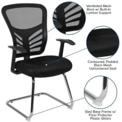 Flash Furniture Black Mesh Side Reception Chair With Chrome Sled Base 14 Flash Furniture Black Mesh Side Reception Chair With Chrome Sled Base -Flash Furniture GUEST 704c4a27 392e 478a 847e 4e35356b1571