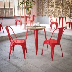 Flash Furniture Declan Commercial Grade Indoor/Outdoor Dining Table, 23.75" Round All Weather Poly Resin Top With Steel Base -Flash Furniture GUEST 713f3d93 79e4 45d6 95aa aee9b8fcb938