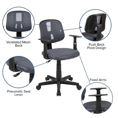 Flash Furniture Flash Fundamentals Mid-Back Mesh Swivel Task Office Chair With Pivot Back And Arms 4 Flash Furniture Flash Fundamentals Mid-Back Mesh Swivel Task Office Chair With Pivot Back And Arms - Image 4