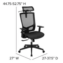 Flash Furniture Ergonomic Black Mesh Office Chair-Synchro-Tilt, Pivot Headrest, Adjustable Arms 15 Flash Furniture Ergonomic Black Mesh Office Chair-Synchro-Tilt, Pivot Headrest, Adjustable Arms -Flash Furniture GUEST 72321c2e b058 497f 883e 582098564446