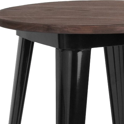 Flash Furniture 24" Round Metal Indoor Table With Rustic Wood Top 1 Flash Furniture 24" Round Metal Indoor Table With Rustic Wood Top