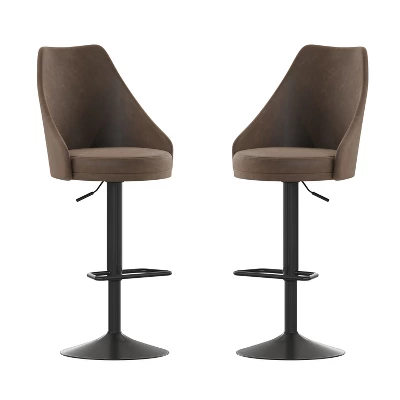 Flash Furniture Chrishelle Set Of 2 Commercial Adjustable Height Barstools With Upholstered Tufted Seats And Pedestal Base With Footring, Black 11 Flash Furniture Chrishelle Set Of 2 Commercial Adjustable Height Barstools With Upholstered Tufted Seats And Pedestal Base With Footring, Black - Image 11