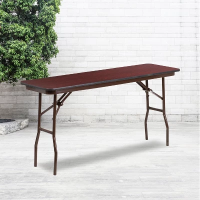 Flash Furniture 5-Foot Mahogany Melamine Laminate Folding Training Table 1 Flash Furniture 5-Foot Mahogany Melamine Laminate Folding Training Table