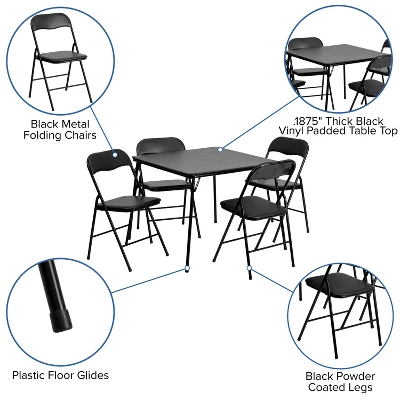 Flash Furniture 5 Piece Folding Card Table And Chair Set 3 Flash Furniture 5 Piece Folding Card Table And Chair Set - Image 3