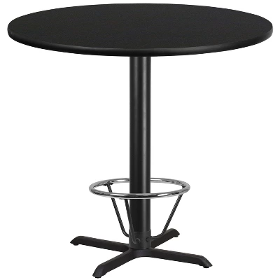 Flash Furniture 42'' Round Black Laminate Table Top With 33'' X 33'' Bar Height Table Base And Foot Ring 1 Flash Furniture 42'' Round Black Laminate Table Top With 33'' X 33'' Bar Height Table Base And Foot Ring