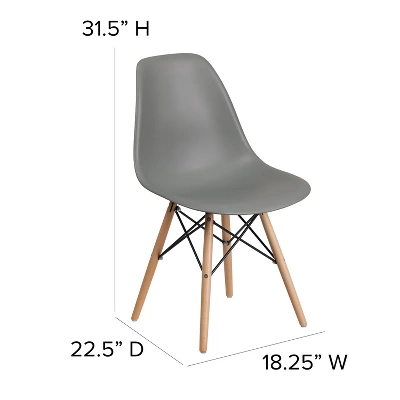 Flash Furniture Elon Series Plastic Chair With Wooden Legs 3 Flash Furniture Elon Series Plastic Chair With Wooden Legs - Image 3