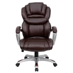 High Back LeatherSoft Executive Swivel Ergonomic Office Chair With Accent Layered Seat And Back And Padded Arms Brown - Flash Furniture 5 High Back LeatherSoft Executive Swivel Ergonomic Office Chair With Accent Layered Seat And Back And Padded Arms Brown - Flash Furniture -Flash Furniture GUEST 76daf0c4 e897 454e 9c1a 90cf188c69b9