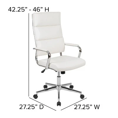 Flash Furniture Hansel High Back White LeatherSoft Contemporary Panel Executive Swivel Office Chair 5 Flash Furniture Hansel High Back White LeatherSoft Contemporary Panel Executive Swivel Office Chair - Image 5