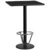 Flash Furniture 30'' Square Black Laminate Table Top With 18'' Round Bar Height Table Base And Foot Ring